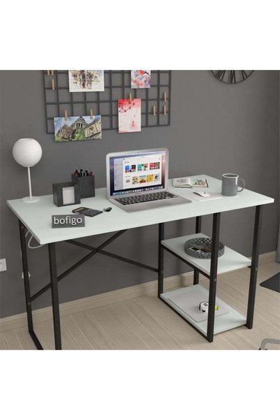 Vivendo Birou de Lucru cu 2 Niveluri si Rafturi Integrate, Cadru Metalic, 120...