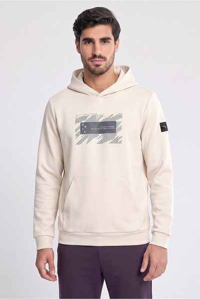 Anta Men Sportswear Fit Long Sleeve Outdoor Hoodies, Beige