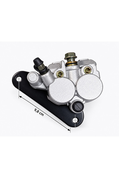 SYM Etrier hidraulic față Fiddle/X-Pro cu doi pistoane, distanță de 9,8 cm, p...