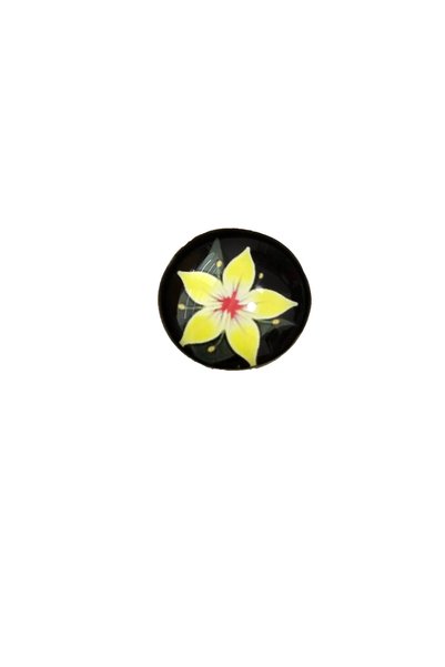 Marc Round black glass ring with yellow flower