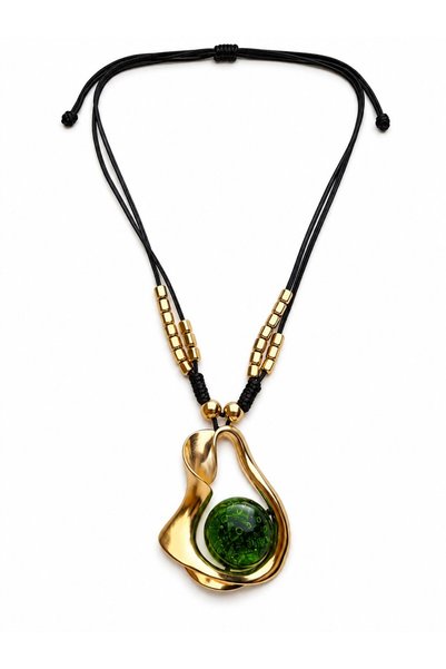 Sacha Accessories Geometrik Kenarlı Yeşil Küre Detaylı İpli Ayarlanabilir Gol...