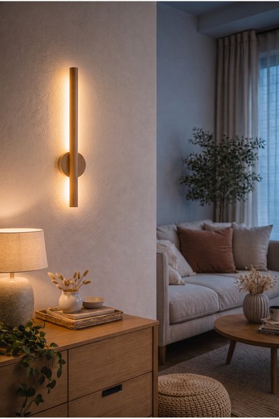 Avizen Lighting Project مصباح حائط LED خشبي، 80 سم، إضاءة بيضاء – مصباح حائط ...