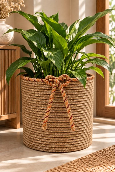 MaVaux Nevrisa 30X30 cm Multi-Purpose Decorative Woven Basket - Flower Pot - ...