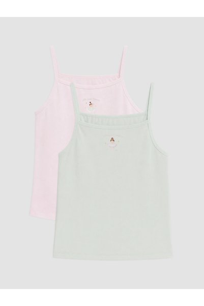 LC Waikiki Lcw Kids Pink Square Neck Girls' Undershirt Set of 2