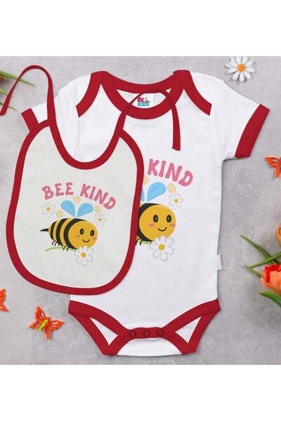 Bk Gift BK Kids "Be Kind" Design Red Baby Bodysuit and Bib Gift Set—2, 12–18 ...