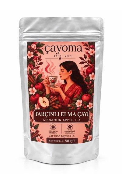 Çayoma Elma Tarçın Çayı 80 g – Tarçınlı Elma Meyve Çayı, Dökme Bitki Çayı