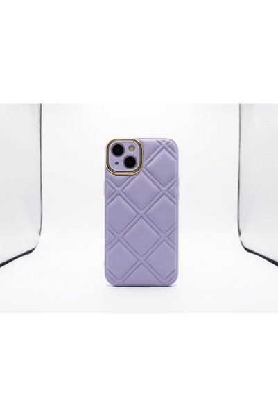 kılıfınbenden غطاء جلدي بنقشة البقلاوة باللون البنفسجي لهاتف iPhone 13.