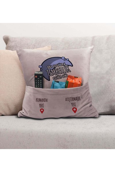 Bk Gift Fun Designed Organizer Pink Throw Pillow with Remote Control and Snac...