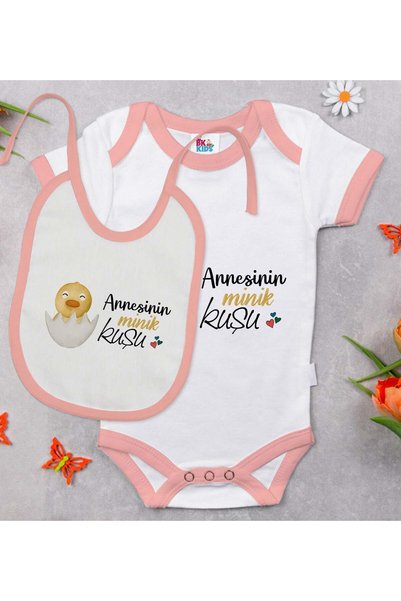 Bk Gift BK Kids "Mom's Little Bird" Design Pink Baby Bodysuit and Bib Gift Se...