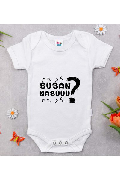 Bk Gift BK Kids Buban Nabüüü-Designed White Baby Bodysuit-1, 0–3 Months