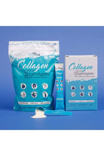 RealFood Pachet Colagen Hidrolizat 400 g + 20 Stick-uri