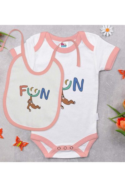 Bk Gift BK Kids Fun-Designed Pink Baby Bodysuit and Bib Gift Set-1, 12–18 Months