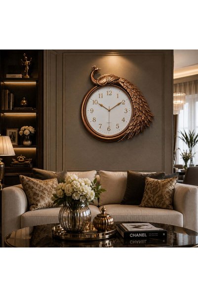 Vivendo Ceas de Perete Decorativ Premium cu Păun, Mecanism Quartz, Design 3D ...