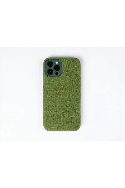 kılıfınbenden Iphone 12 pro green fabric textured case model