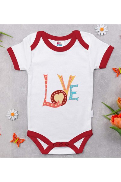 Bk Gift BK Kids Love Red Baby Bodysuit with Design - 1 (0-3 Months)