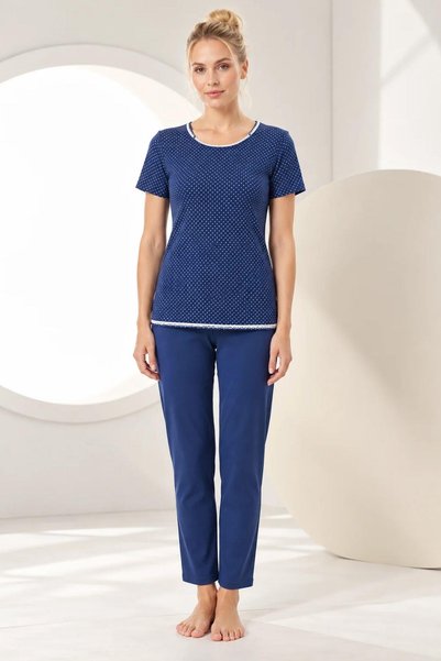 gd goldoremi 24200 Kadın Premium Rahat Puantiyeli Kısa Kollu Pijama Takım