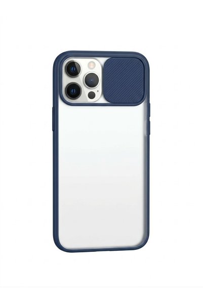 kılıfınbenden Iphone 11 pro max navy blue camera sliding case model.