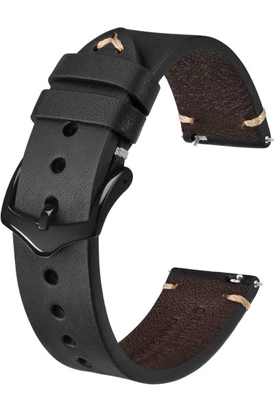 BISONSTRAP حزام ساعة للرجال، مصنوع يدويًا من الجلد، بتصميم سريع الفك، متوفر ب...