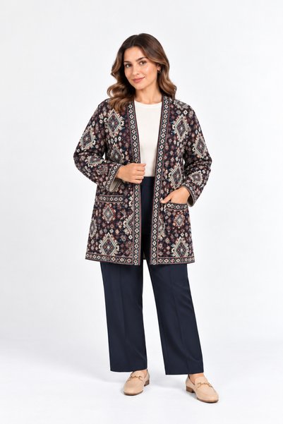 Anatolia Ethnic Pattern Short Cardigan
