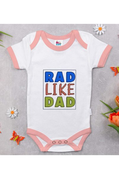 Bk Gift BK Kids "Rad Like Dad" Design Pink Baby Bodysuit-1, 12–18 months