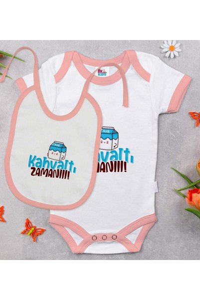 Bk Gift BK Kids "Breakfast Time" Design Pink Baby Bodysuit and Bib Gift Set #...