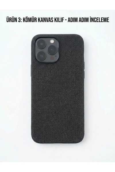 kılıfınbenden Iphone 13 pro max fabric texture gray case model.