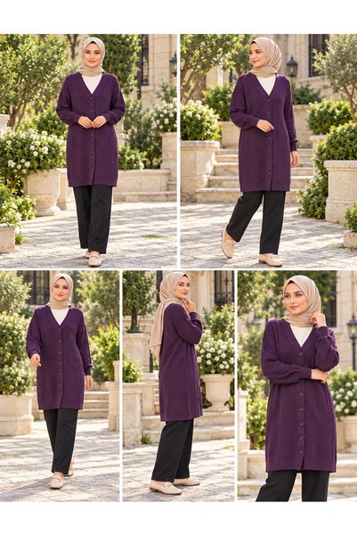 ECK MODA Γυναικείο πλεκτό ζακέτα νέας σεζόν, μακρύ, με κουμπιά