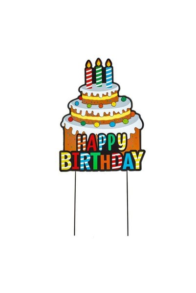 ANTBRO Decorațiune de Petrecere din Lemn cu Tort Happy Birthday 59x28.5cm, Be...