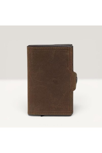Grande Genuine Leather Card Holder Wallet with Snap Closure and RFID Protection