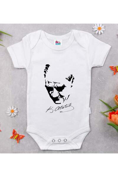 Bk Gift BK Kids Atatürk-Themed White Baby Bodysuit-25, 0–3 Months
