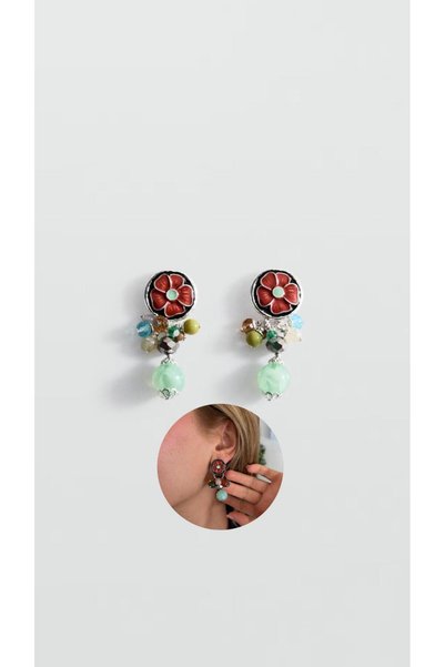 PULLEAR Marka Zr Model Beaded Floral Earrings