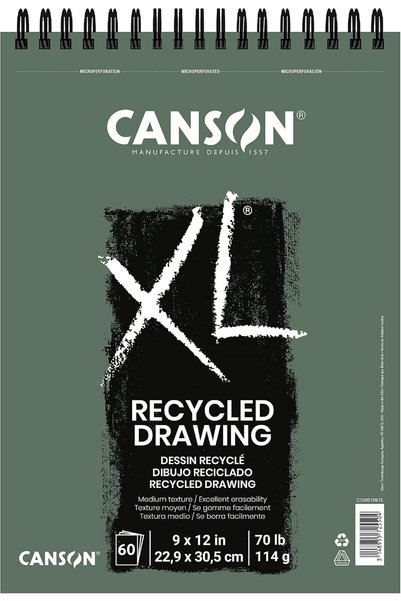 Canson XL Series Recycled Drawing Paper Pad, Top Wire Bound, 70 Pound, 9 x 12...