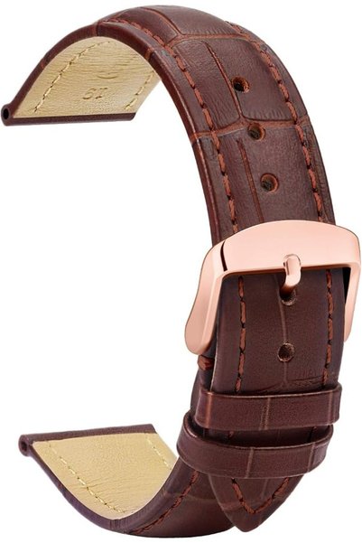 TStrap Leather Watch Straps - Soft Black Brown Alligator Watch Band Replaceme...