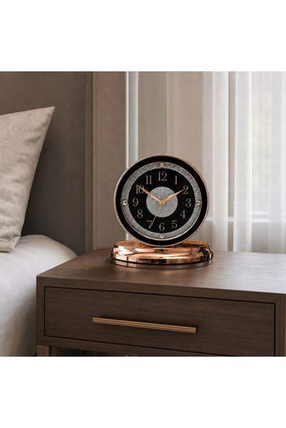Vivendo Ceas de masă decorativ, Rose Gold, mecanism silențios, baterie 25.5 x...