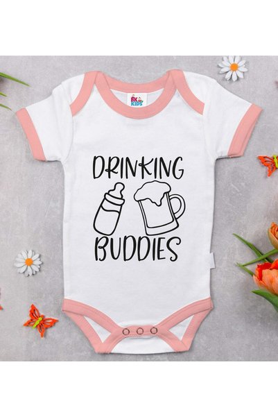 Bk Gift بدلة أطفال وردية بتصميم "BK Kids Drinking Buddies" - مقاس 1، مناسبة ل...