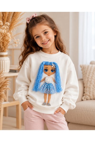 CARMİNA KİDS Tak Çıkart Koleksiyonu Kız Sweatshirt 5-6-7-8 Yaş İki İplik %100...