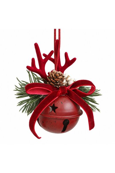 Flippy Christmas Ornament, Flippy, Bell with Velvet Bow, Pine Cone and Reinde...