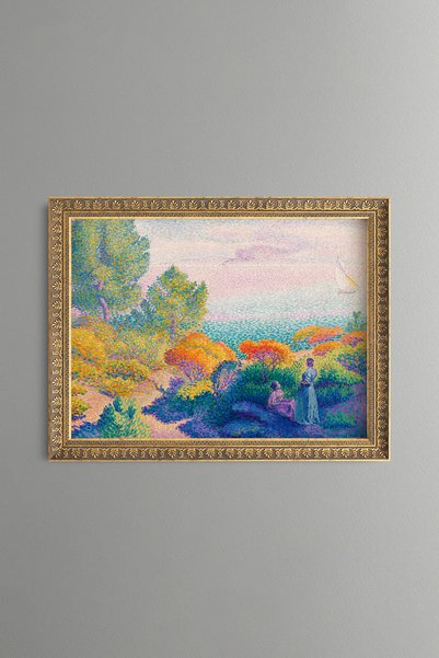 epiqart امرأتان على ساحل البحر الأبيض المتوسط - لوحة فنية بنمط عتيق - تصميم أ...