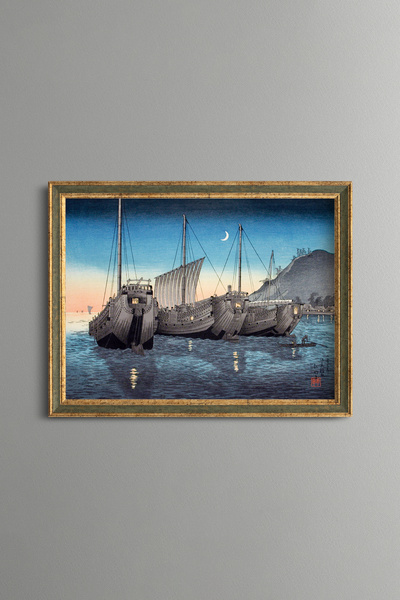 epiqart الزوارق الشراعية في خليج إيناتوري - لوحة فنية بنمط عتيق - تصميم أنيق.