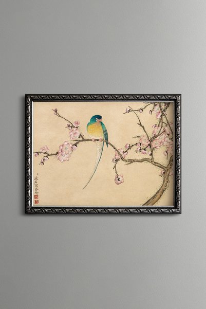 epiqart طائر بين زهور إريك - لوحة فنية بنمط عتيق - تصميم أنيق
