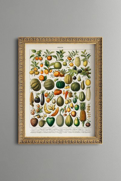 epiqart Fruits and Vegetables - Vintage Patterned Painting - Slim Model