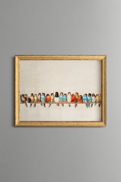 epiqart طيور في أنبوب - لوحة فنية بنمط عتيق - تصميم رقيق.
