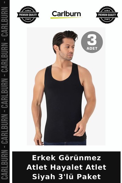 Carlburn Special Series Men's Invisible Undershirt, Ghost Undershirt, Black, ...