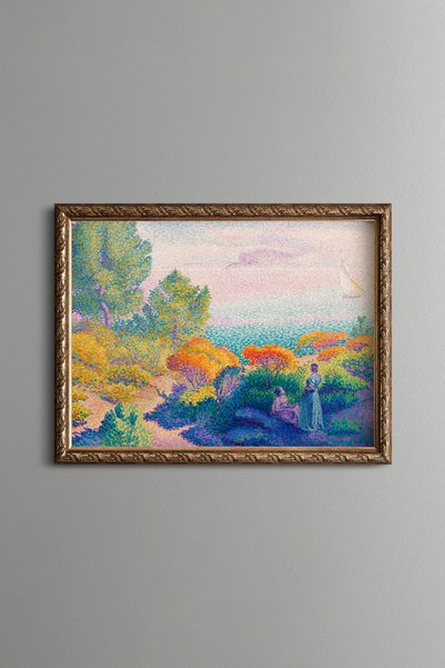 epiqart امرأتان على ساحل البحر الأبيض المتوسط - لوحة فنية بنمط عتيق - تصميم أ...