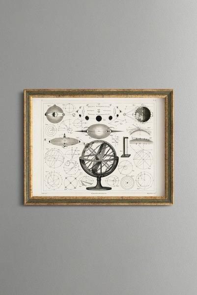 epiqart النجوم والكواكب وعلم الفلك - لوحة فنية بنمط عتيق - تصميم أنيق.
