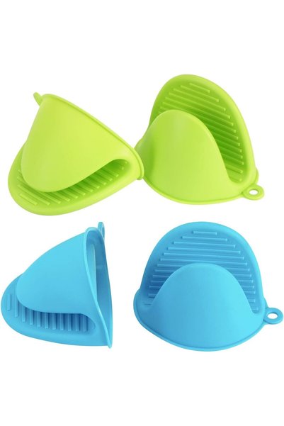 GNAFOTU 4PCS Silicone Oven Mitts Heat Resistant, Silicone Potholders for Kitc...