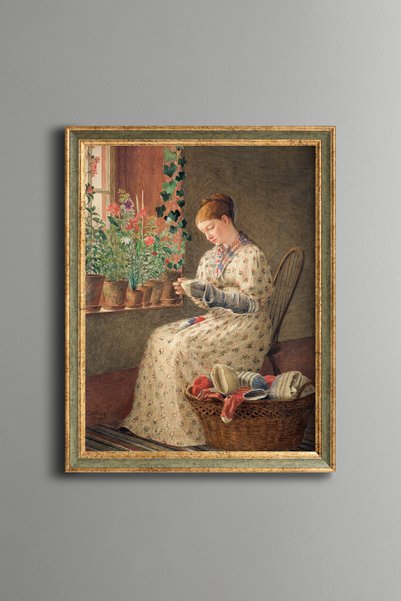 epiqart One-Month Knitting Repair - Vintage Patterned Table - Slim Model