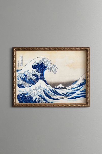 epiqart موجة كاناغاوا الكبرى - لوحة فنية بنقشة عتيقة - تصميم أنيق.