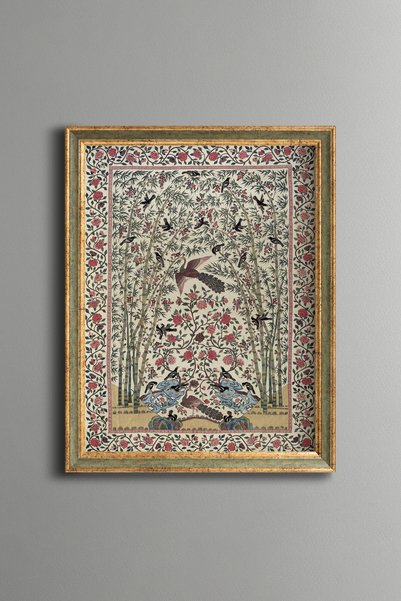 epiqart نقشة حديقة الطيور - لوحة فنية بنقشة عتيقة - تصميم رقيق.
