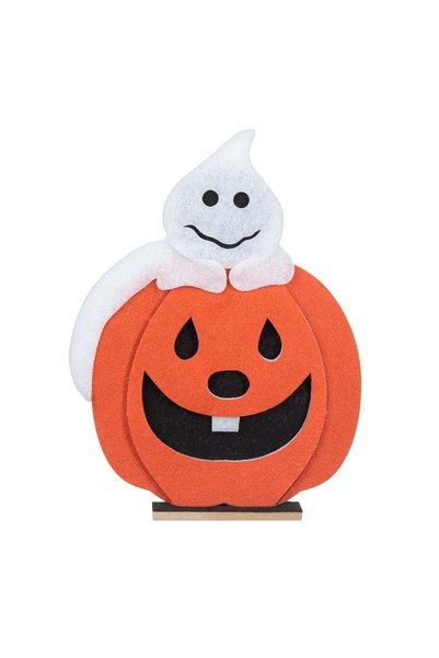 ANTBRO Decor de Masă Halloween cu Dovleac Portocaliu și Fantomă Zâmbitoare di...
